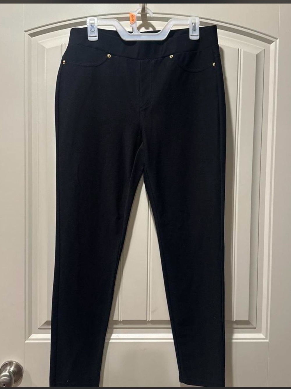Michael Kors Black Ponte Skinny Pants with Gold Rivets